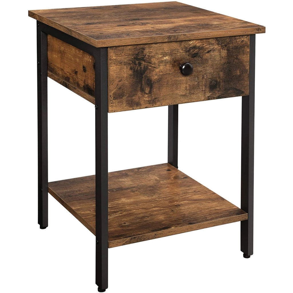 Comodino Industrial Oskar in Legno Rovere e Metallo Nero