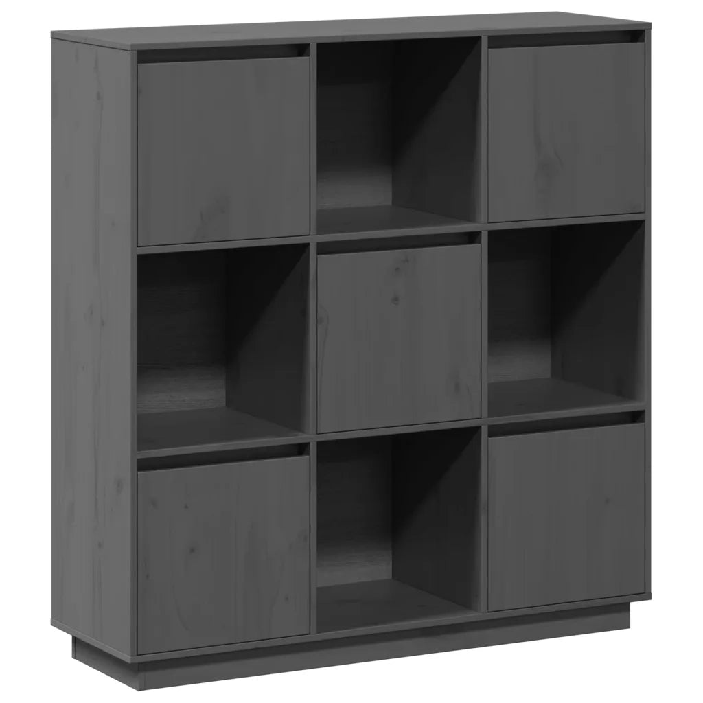 Credenza Grigia 110,5x35x117 cm in Legno Massello di Pino 814371