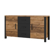 Credenza 150cm collezione DARWIN. Colore abete e nero. 2 porte e 3 cassetti.