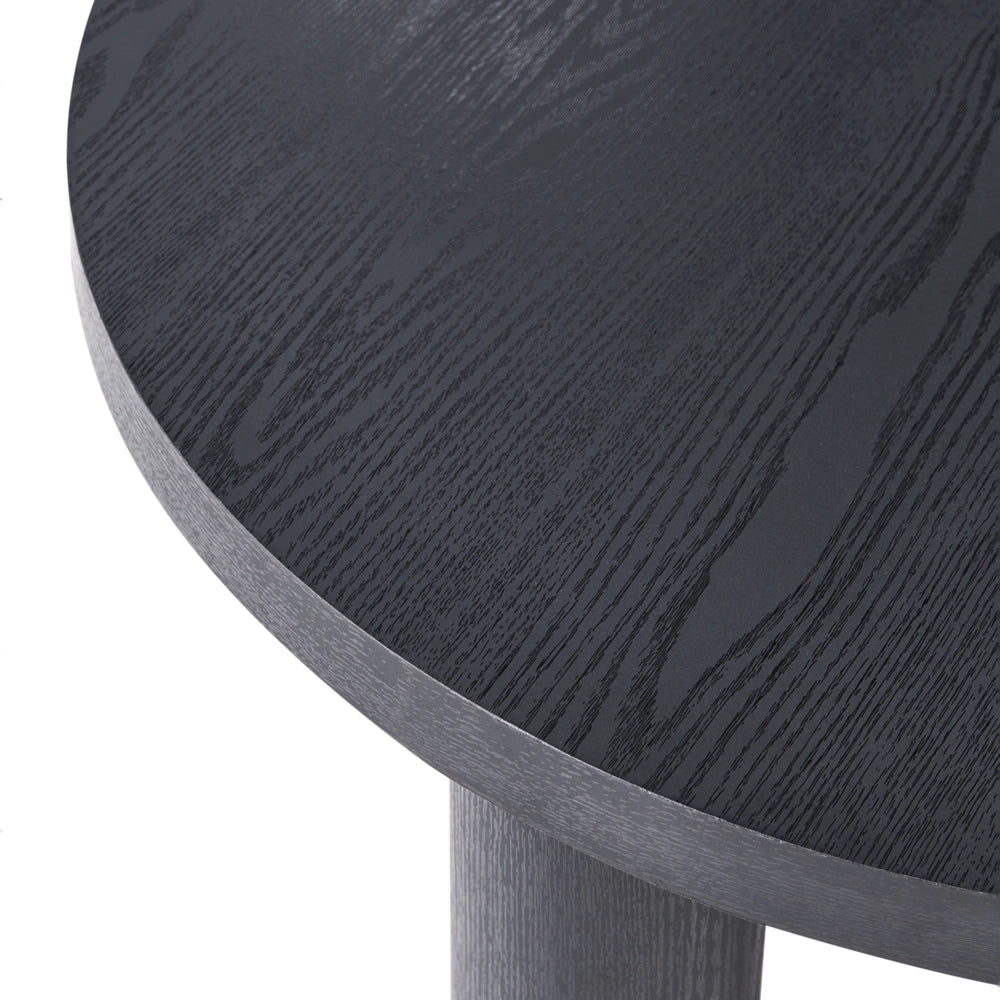 Tavolino da caffè in truciolare nero con piano rotondo liscio ø 80 cm Design scandinavo moderno Soggiorno