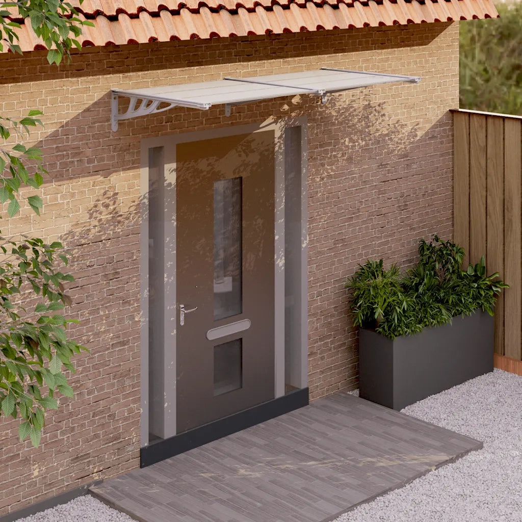 Tettoia per Porta Grigio e Trasparente 199x90 cm Policarbonato CFW7955635