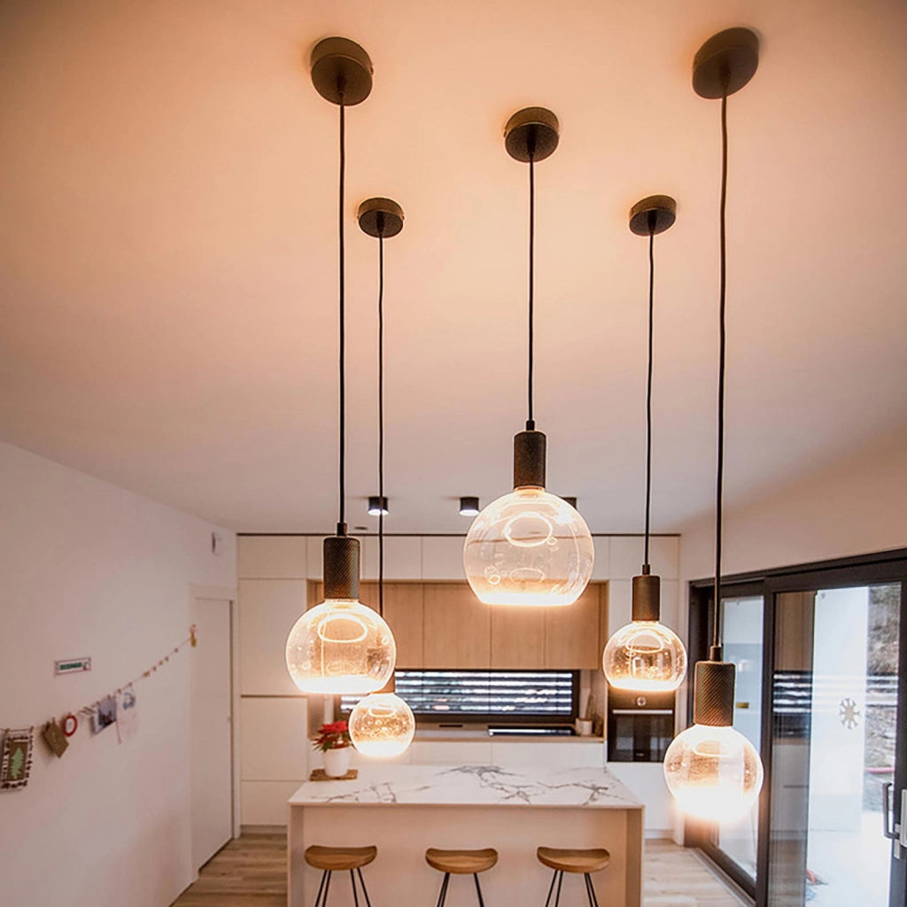 Lampadina design MOON lampada LED E27 8W dimmerabile vetro fume luce gialla 1900K ristorante bar diametro 300mm