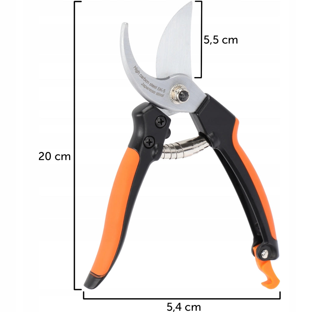 Forbici da potatura a incudine KADAX per rami di arbusti, 20 cm, manuali, affilate e leggere.