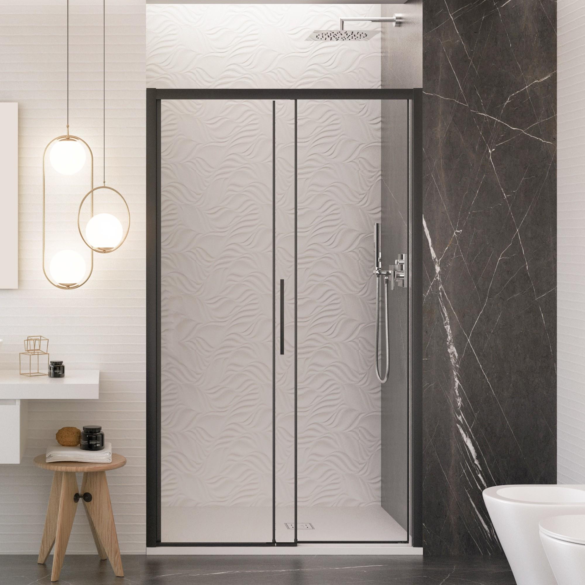 Porta Parete Doccia 140 cm 1 Anta Scorrevole in Cristallo Trasparente 6mm H195 Bonussi Eliane