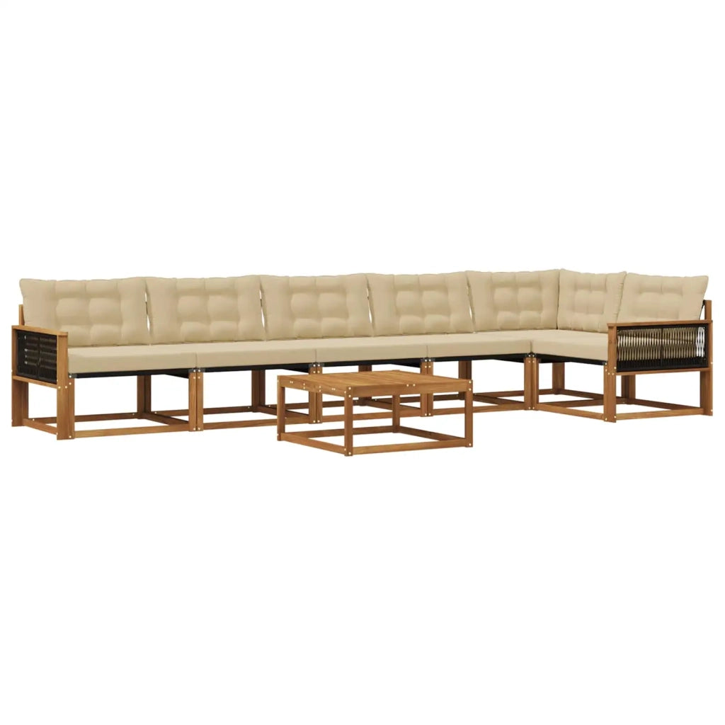 Set di divani da esterno con cuscino 7 pcs Naturale e Beige