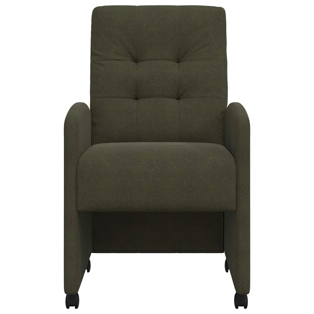 Sedie da Pranzo con Ruote 2 pcs Verde militare 58 x 67 x 97 cm