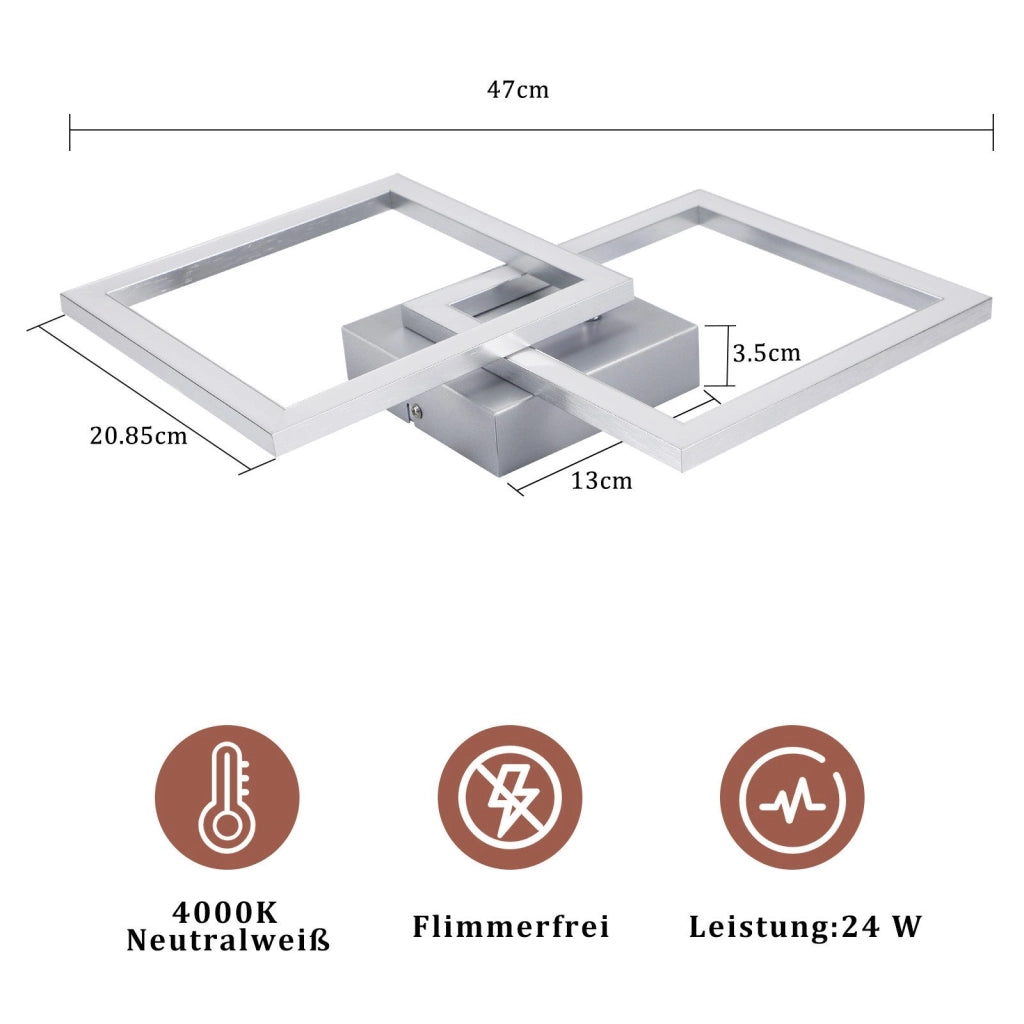 ZMH Lampada da soffitto LED moderna 2 fiamme 24W per soggiorno camera letto corridoio