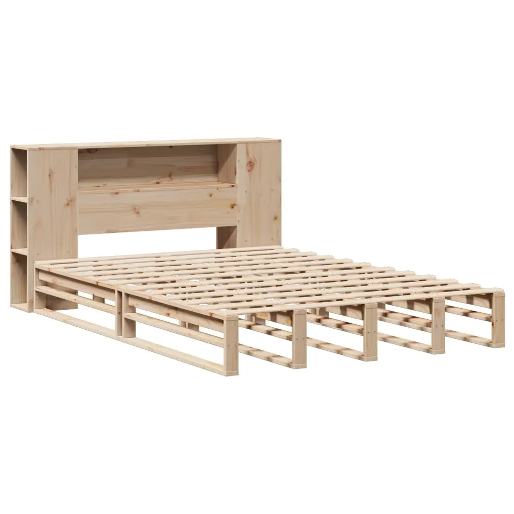 Letto Libreria senza Materasso 140x190 cm in Legno Massello 3323896