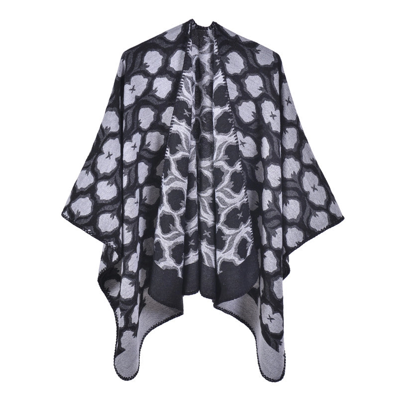 Nuovo scialle diviso in jacquard di cashmere da donna, caldo e spesso.