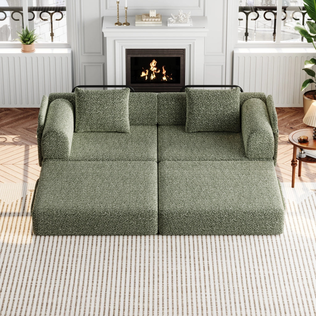 Divano Letto 2 in 1 con Contenitore ¨C Xylo ¨C Struttura Metallo, Tessuto Chenille