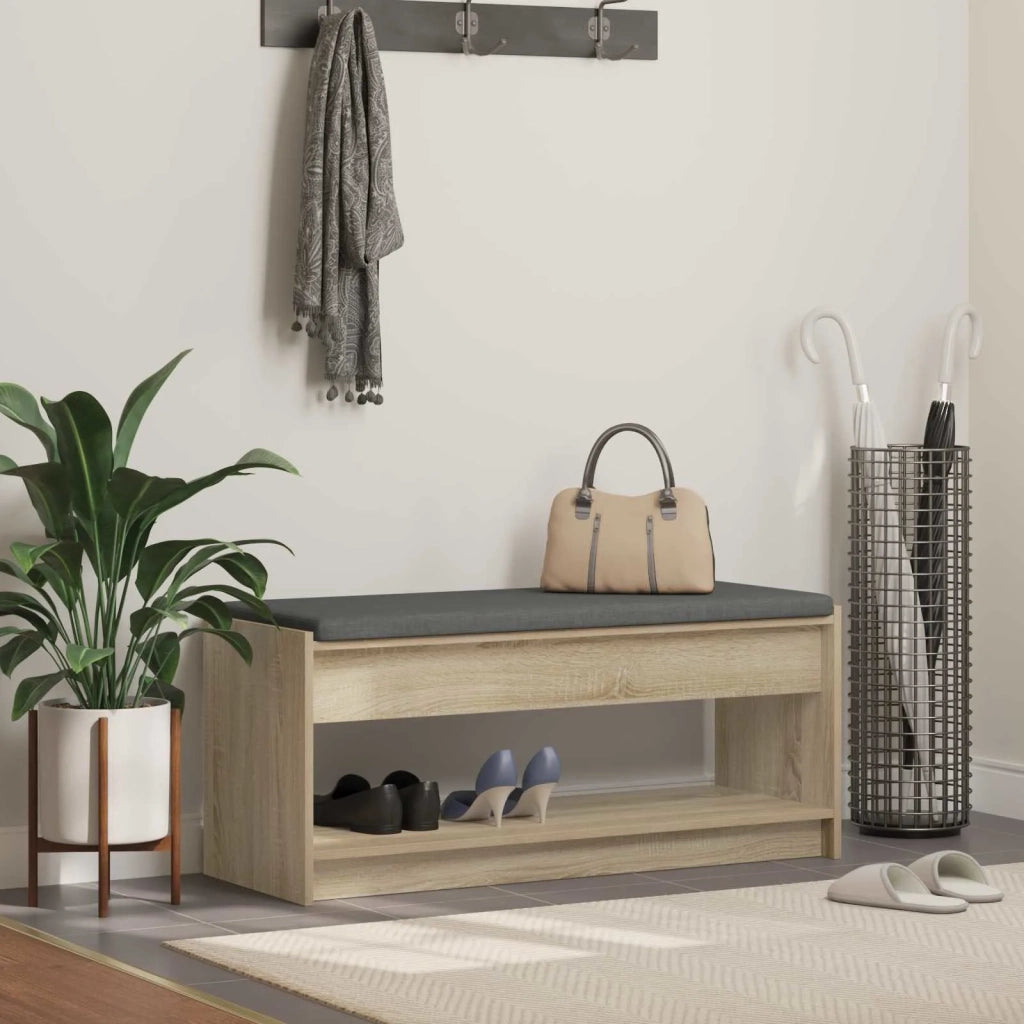 Panca per ingresso con cuscino Rovere Sonoma 103 x 38 x 45 cm 891586