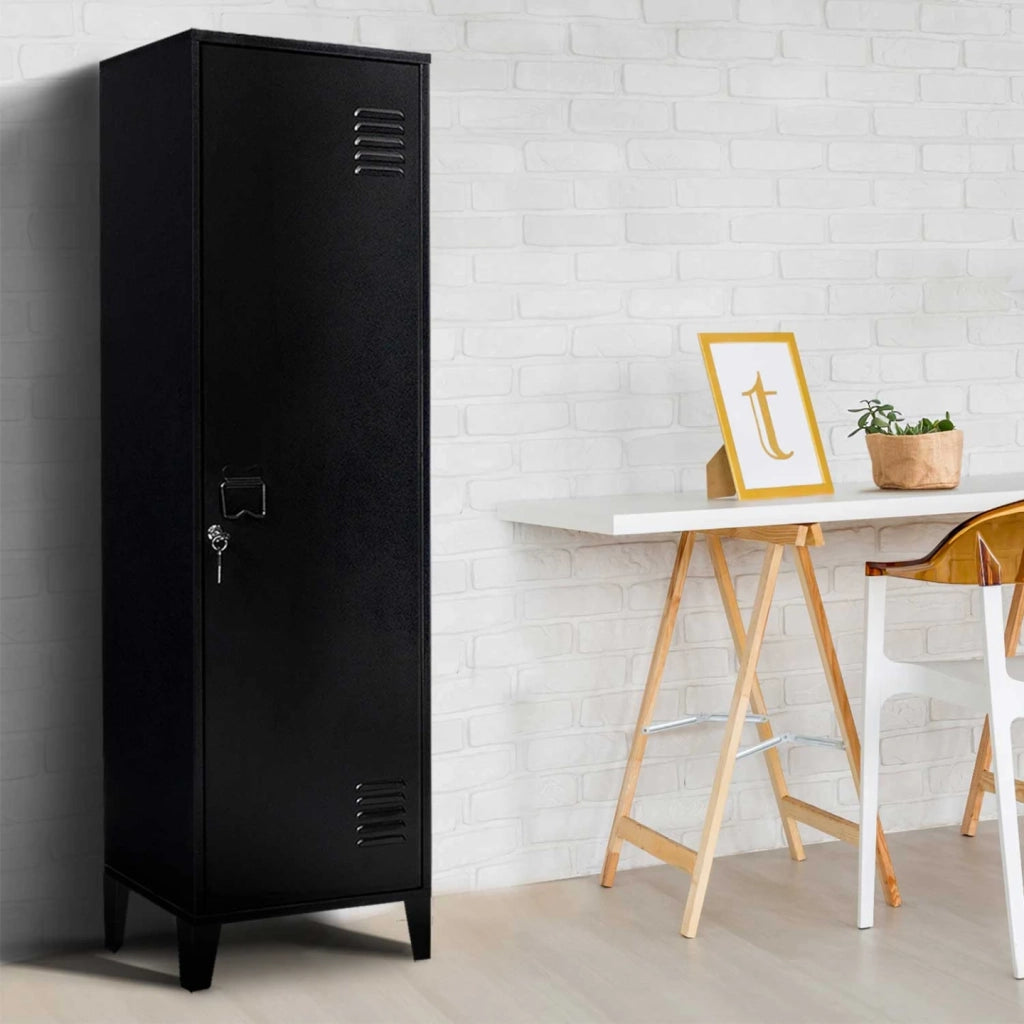 IDMarket - Armadietto ESTER con porta in metallo nero, design industriale