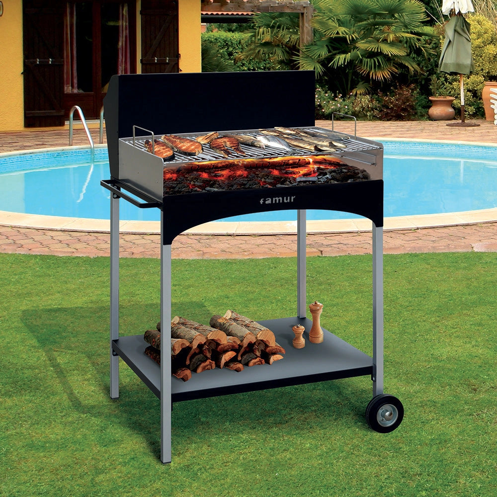 Barbecue a Legna con Griglia in Ferro Cromato Famur BK 8 Eco