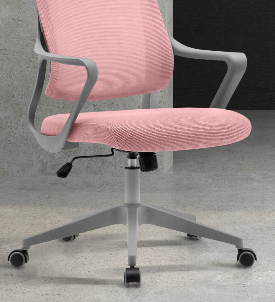 Sedia studio Hispanohogar altezza regolabile in tessuto rosa 127x67x69