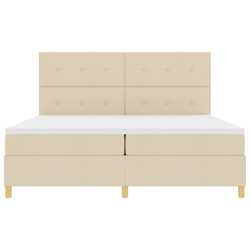 Letto con sommier e materasso panna 200x200 cm in tessuto