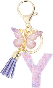 Sostituto di Chiave con Lettere Farfalle - Sostituto di Chiave per Donne - Sostituto di Chiave con Lettera - Resina/Durezza - Lunghezza Totale 9,3 cm - Materiale Sostenibile