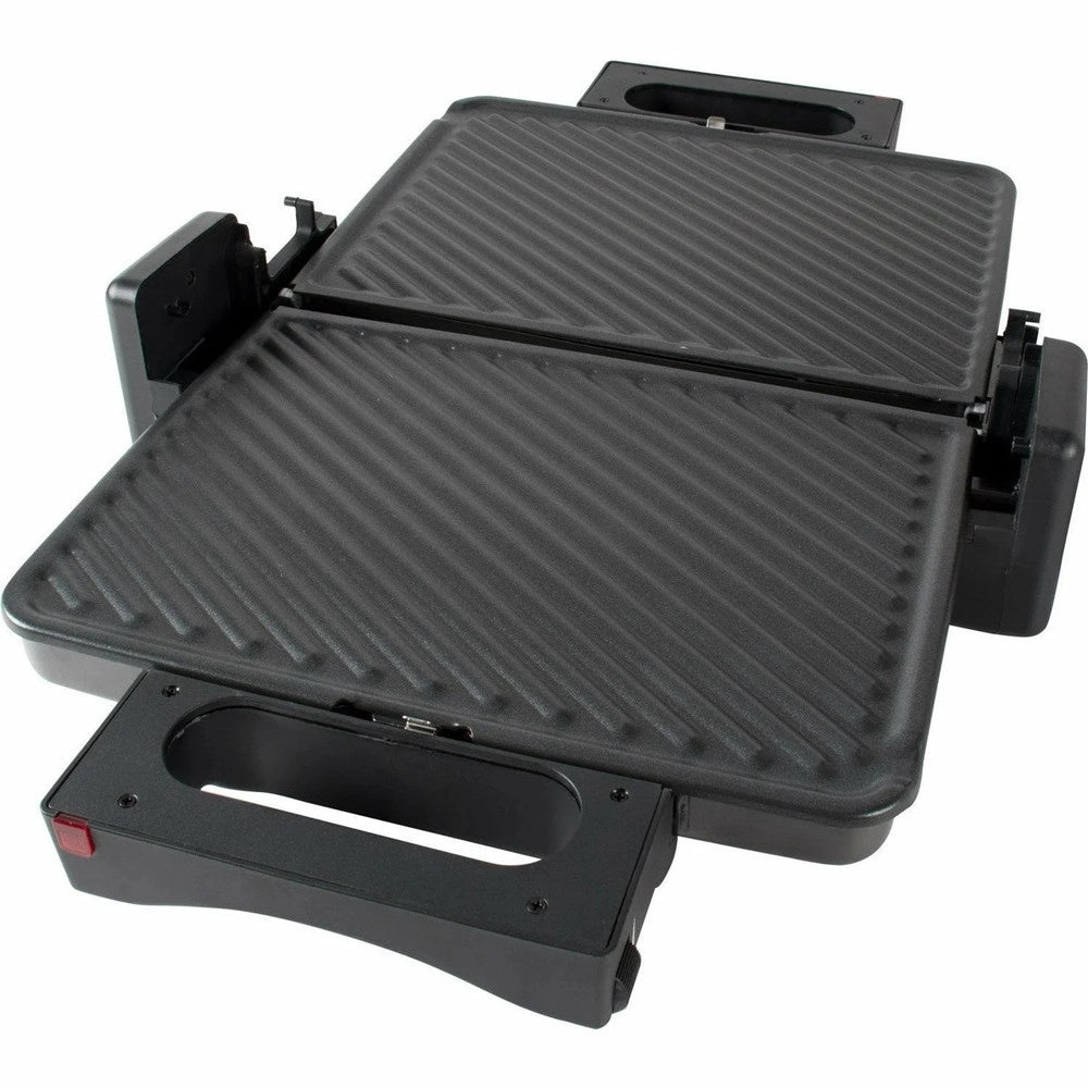 Trade Shop - Bistecchiera Elettrica 2000w Accensione Separata Piastre Alluminio Antiaderenti Rimovibili -