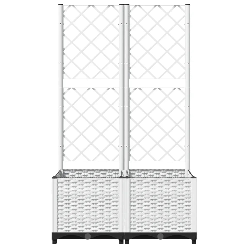 Fioriera | Cassetta per fiori | Vaso da Giardino con Graticcio Bianco 80x40x136 cm PP