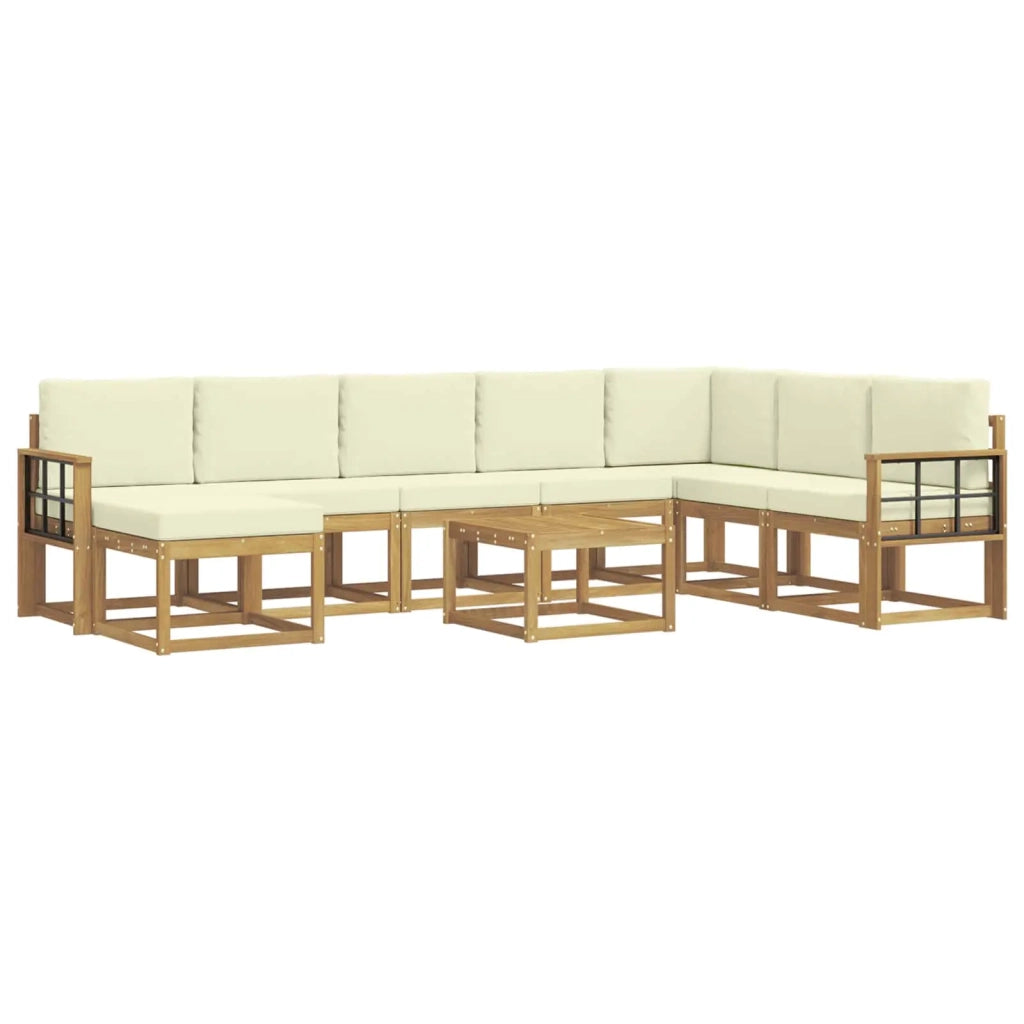 Set di divani da esterno con cuscino 9 pcs Bianco e Crema