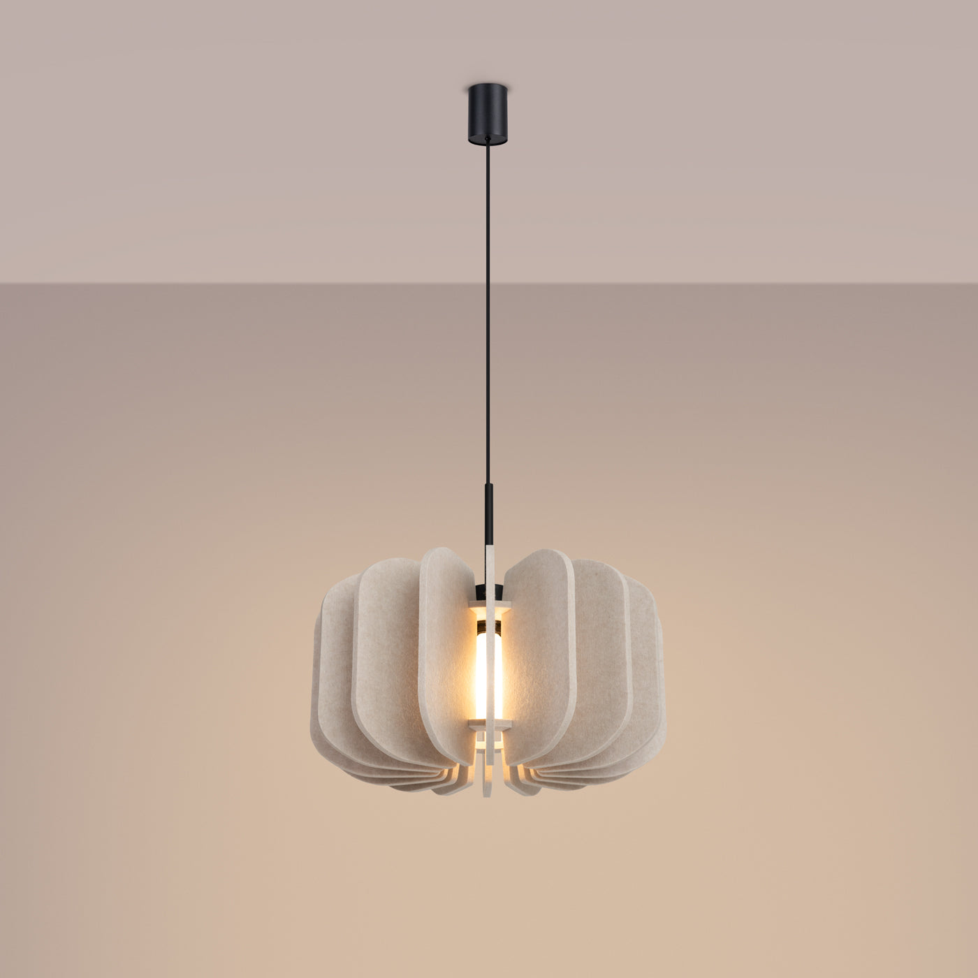 Lampada a sospensione e da terra moderna MULA con paralume in feltro 45 cm nero beige