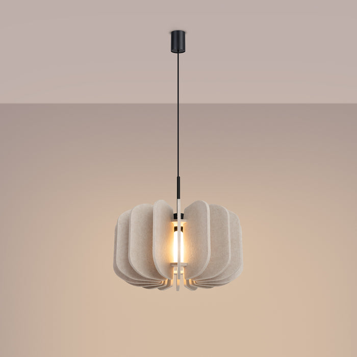Lampada a sospensione e da terra moderna MULA con paralume in feltro 45 cm nero beige