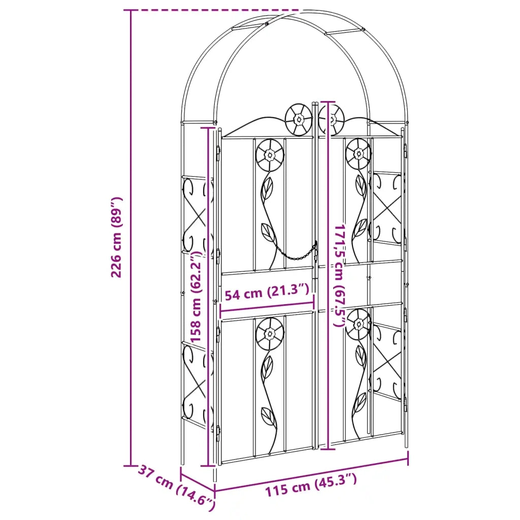 Arco da Giardino Tinta unita Verde 115 x 37 x 226 cm CFW8485351