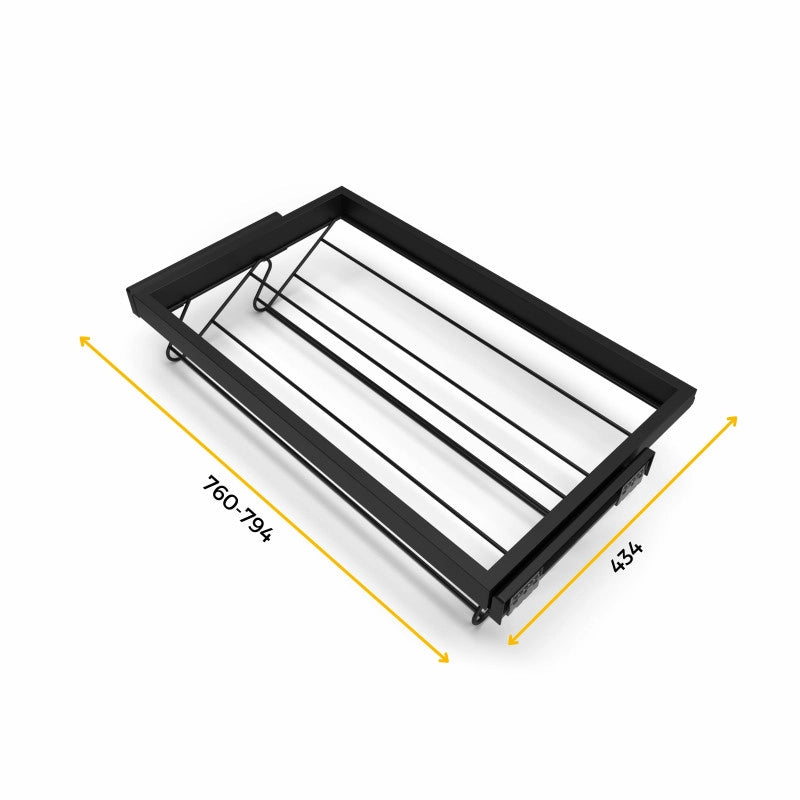 Kit di porta scarpe in metallo e telaio con guide a chiusura ammortizzata per armadio, regolabile, modulo 900 mm, Grig..