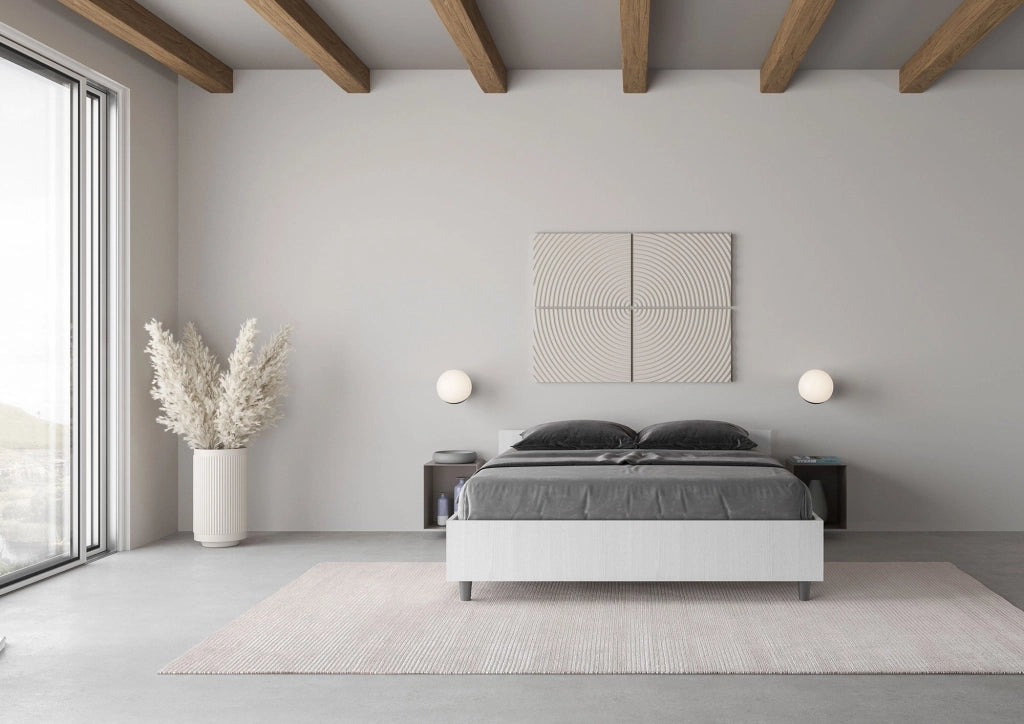 Letto matrimoniale francese contenitore 140x190 cemento Nuamo