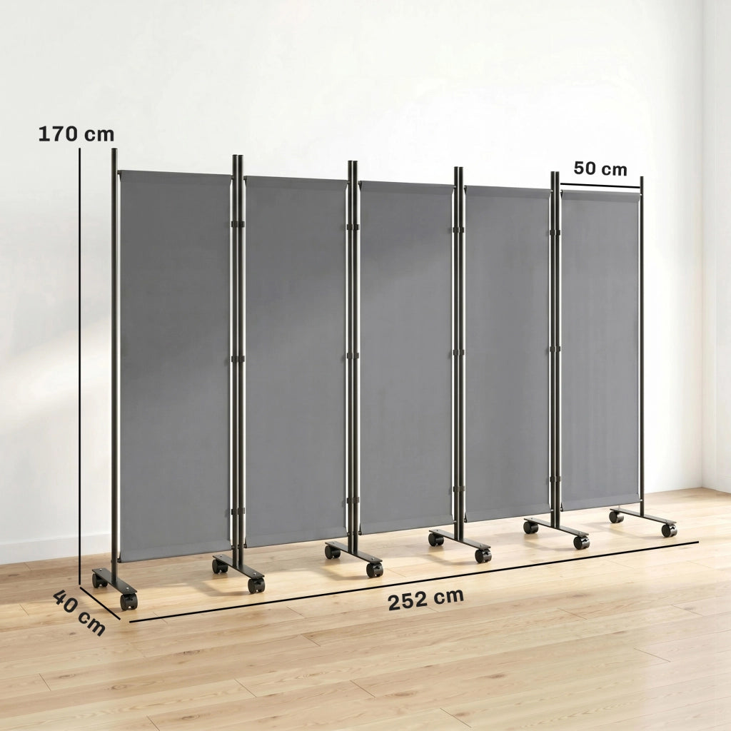 Paravento 5 pannelli ¨C zephmum ¨C 252x40 cm grigio scuro