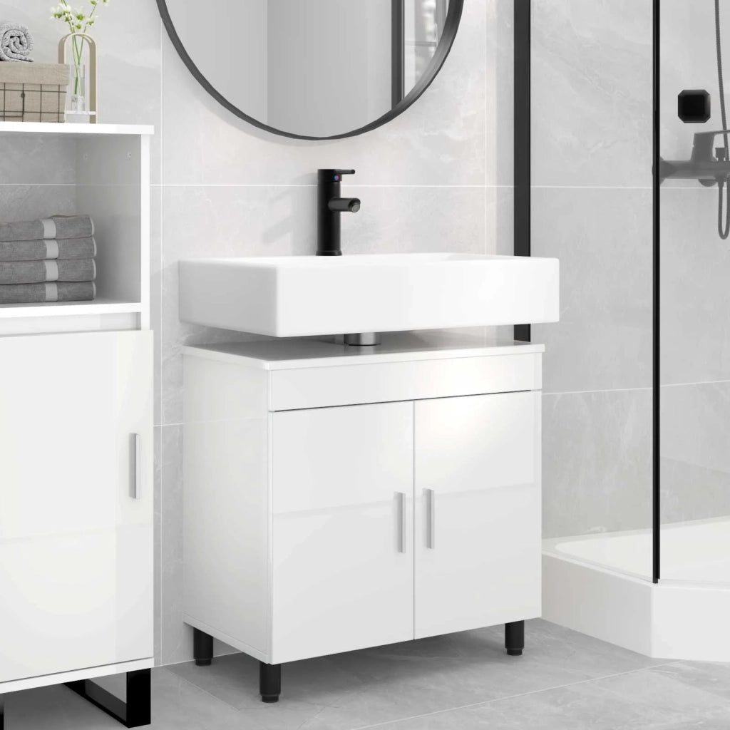Mobiletto da bagno Bianco Lucido 60 x 35 x 60 cm