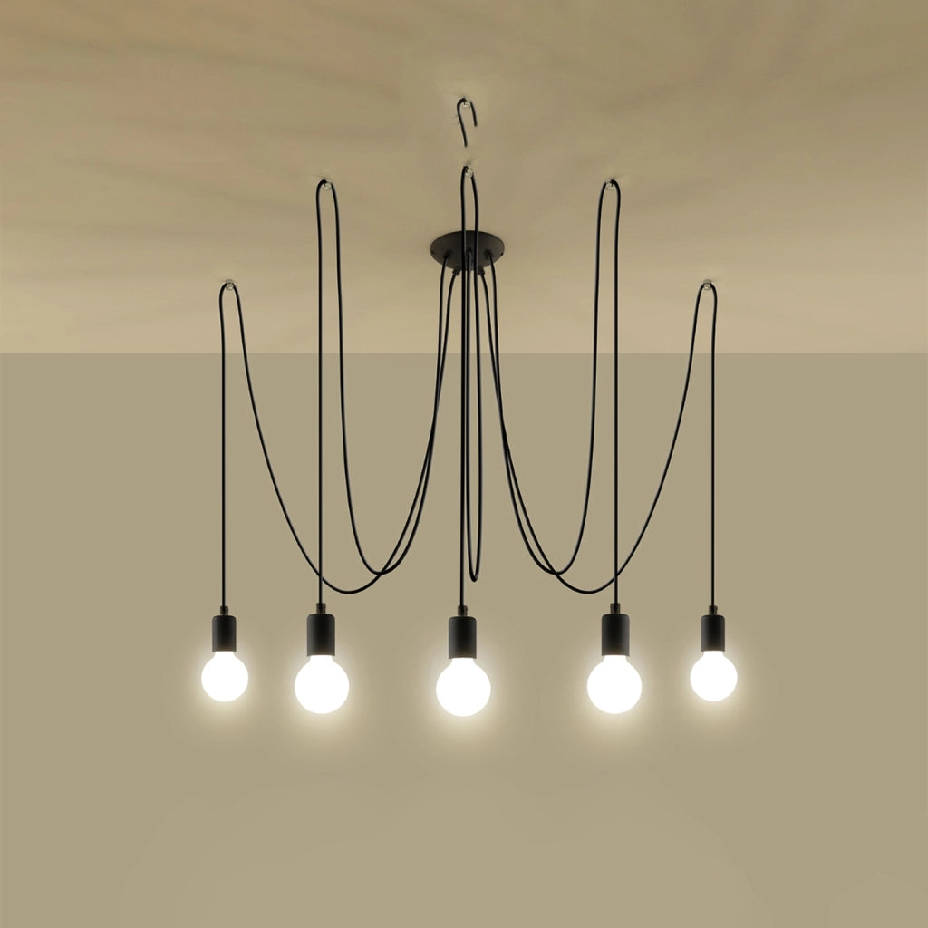 Lampadario Nikolo 5 luci nero in metallo Pure Lume E27