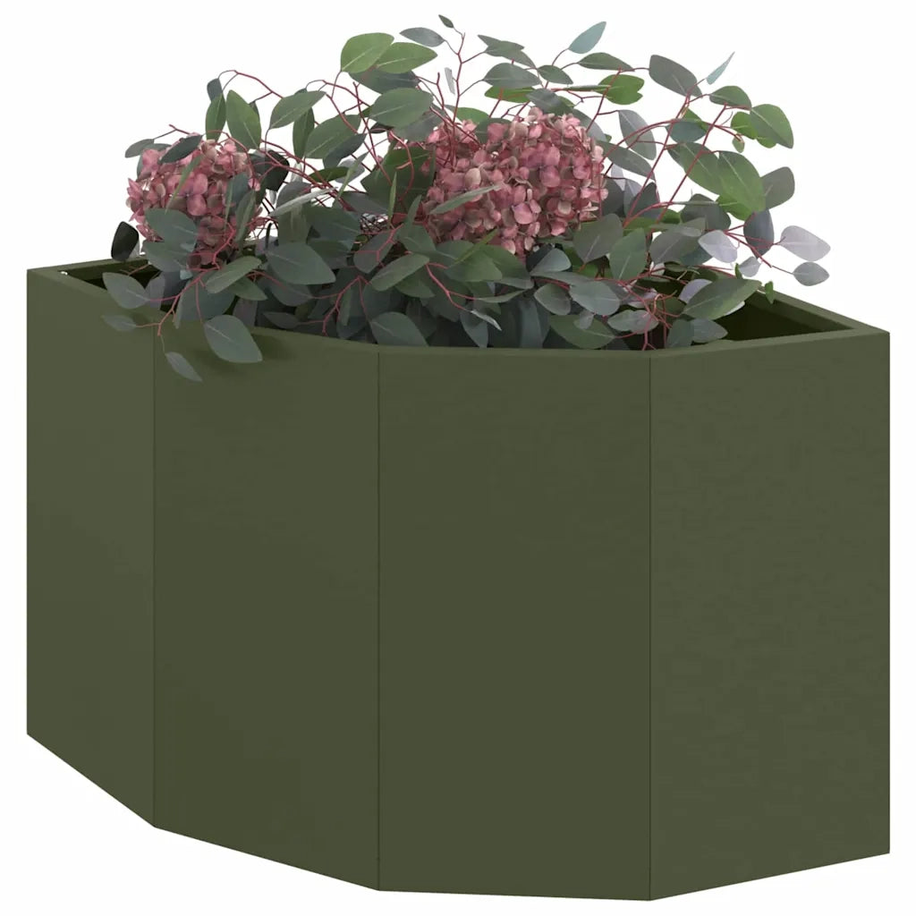 Fioriere | Cassetta per fiori | Vaso d'angolo Oliver verde 45 x 45 x 35 cm Acciaio