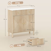 Credenza Buffet 77x30x80 cm con Piano d'Appoggio Effetto Marmo in Legno Rovere