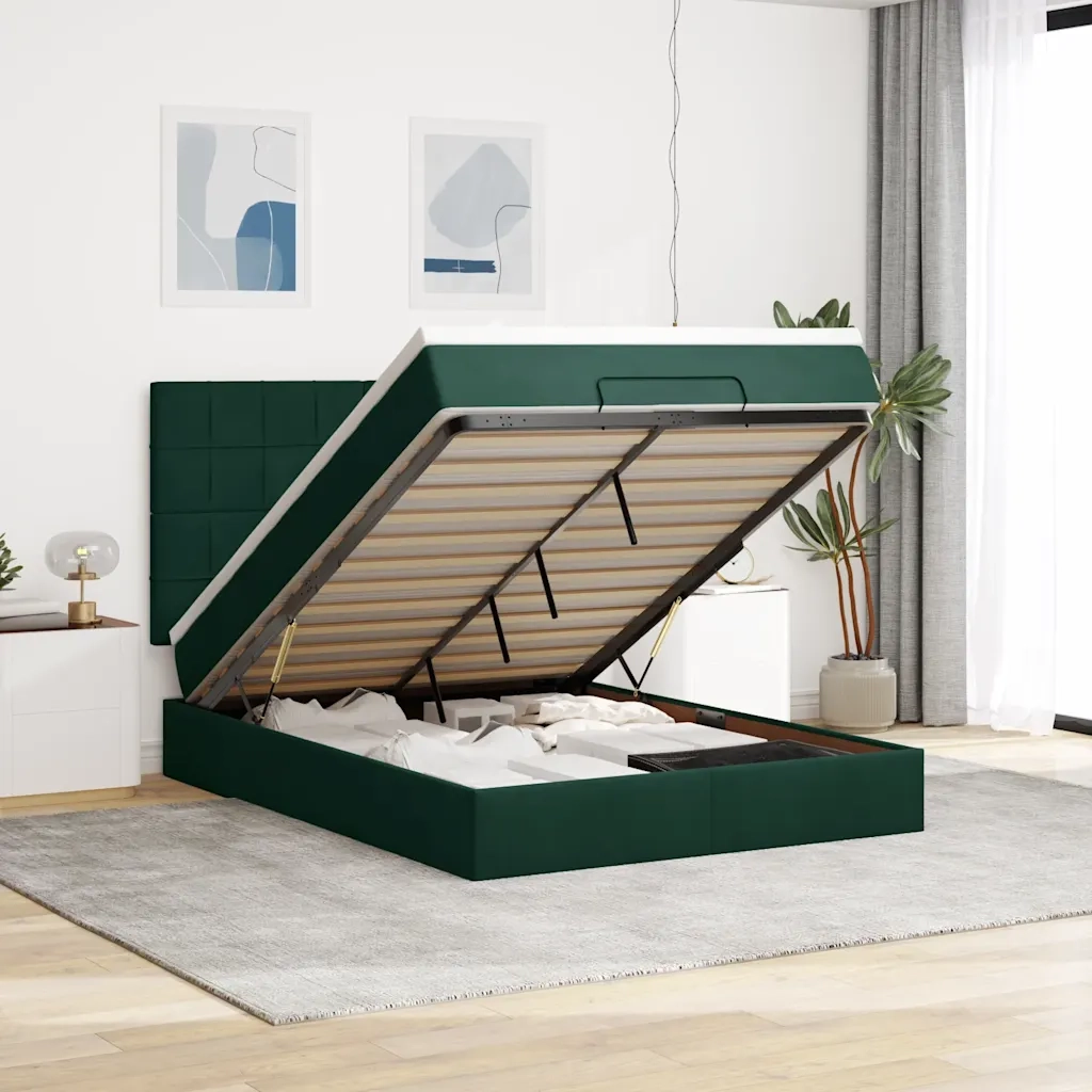 vidaXL Struttura Letto Pouf con Materassi 140x200 cm in Velluto