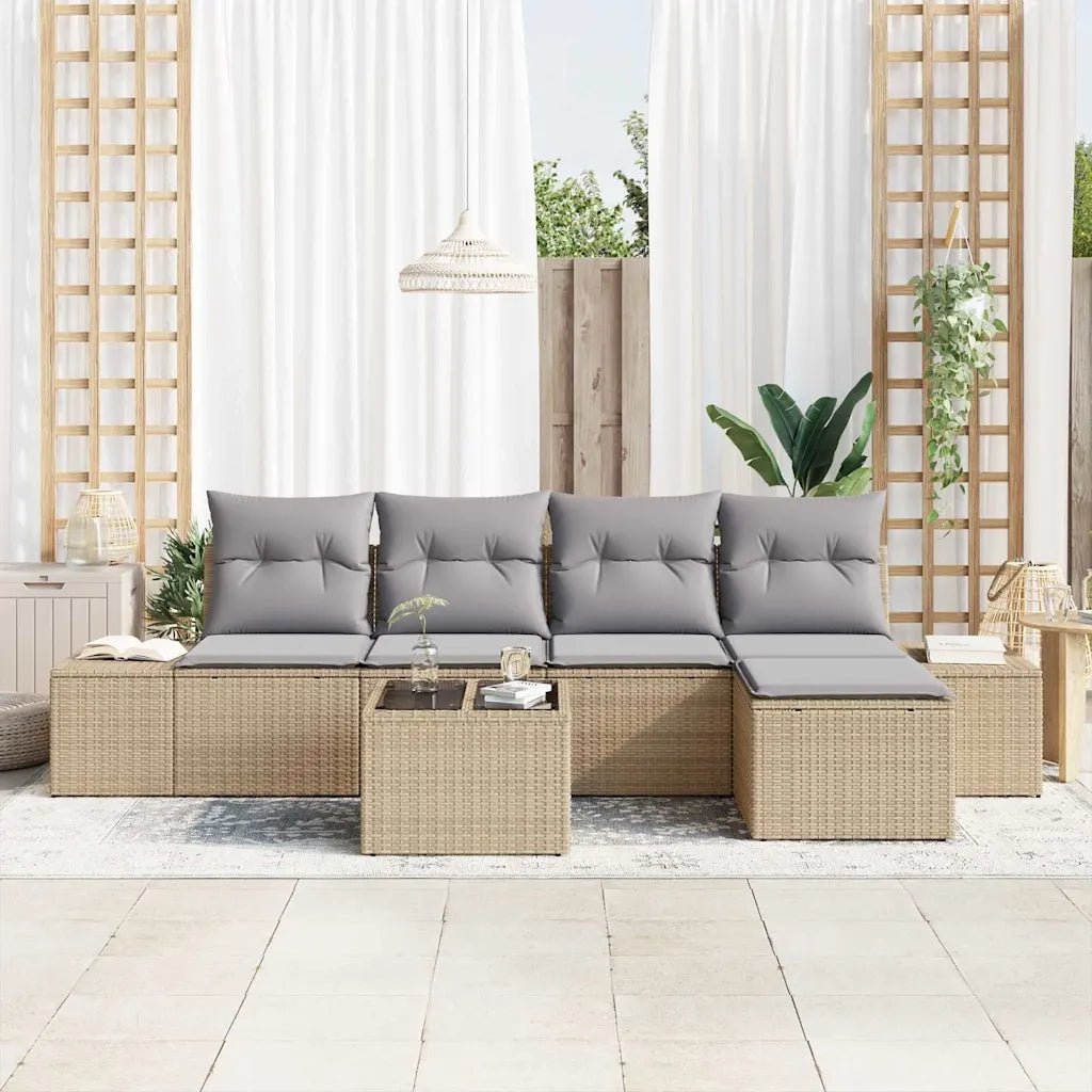 Set Divano da Giardino con cuscino 6 pcs Beige polyrattan 3347030
