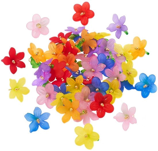 Hanger a forma di fiore in acrilico - 48 pezzi - Leggero - Ideale per la creazione di accessori - Dangle charms - Materiale di alta qualità - 12 stili - Hanger per gioielli