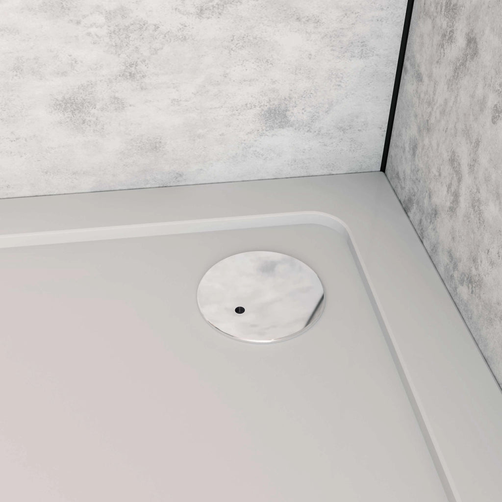 Piatto Doccia 80x80cm Bianco Spessore di 3 cm in Pietra Artificiale e Resina Minerale Mista Piletta Extra Piatta Sottile e Tubo inclusi