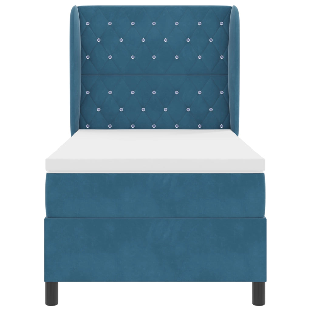 Letto a Baldacchino  con Materasso Blu Scuro 90x190 cm in Velluto