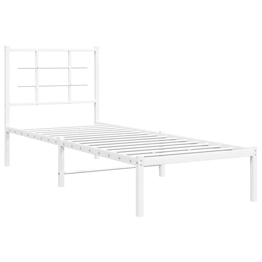 Letto singolo | Letto per adulti | Giroletto con Testiera Metallo Bianco 80x200 cm