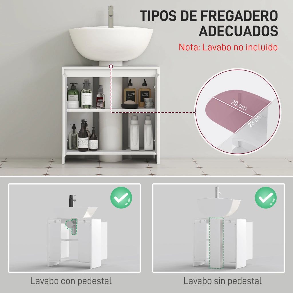 Mobile sottolavabo con ripiano ¨C Xylo ¨C bianco, 60x30x60 cm, carico 40 kg