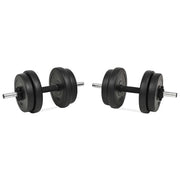 Set di manubri da 14 pezzi da 20 kg con barre e dischi zavorrati per esercizi di fitness bodybuilding e bicipiti (02_0000737)