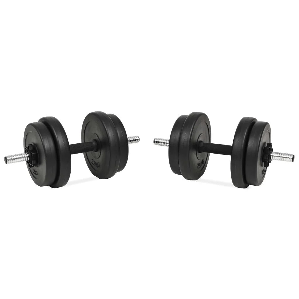 Set di manubri da 14 pezzi da 20 kg con barre e dischi zavorrati per esercizi di fitness bodybuilding e bicipiti (02_0000737)