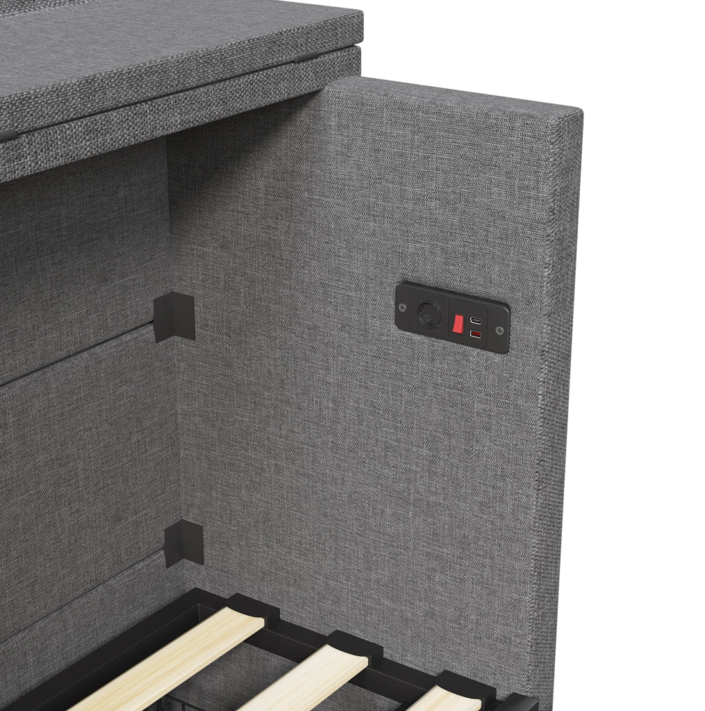 Letto armadio 140 x 200 con cassetto, USB e Type-C, grigio