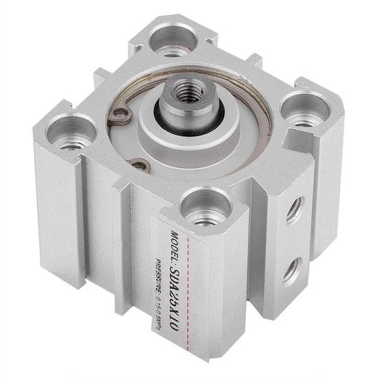 Apparecchio pneumatico a doppia azione in alluminio - Cilindro a compressione - 25 mm di diametro - 10 mm di spessore - Manovella a vite - Cilindro pneumatico