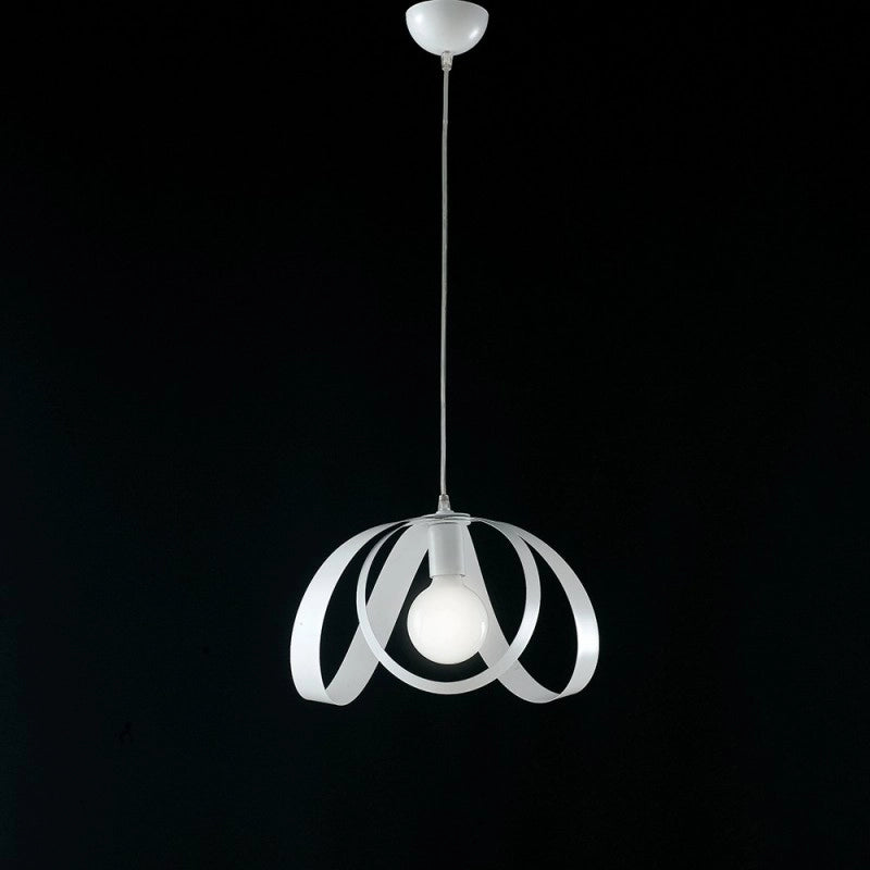 Lampadario cameretta a sospensione in ferro Bianco una luce 32x h24 cm