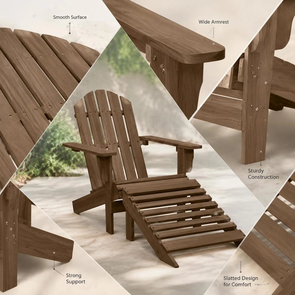 Garden Chair With Footrest, Wood, Brown