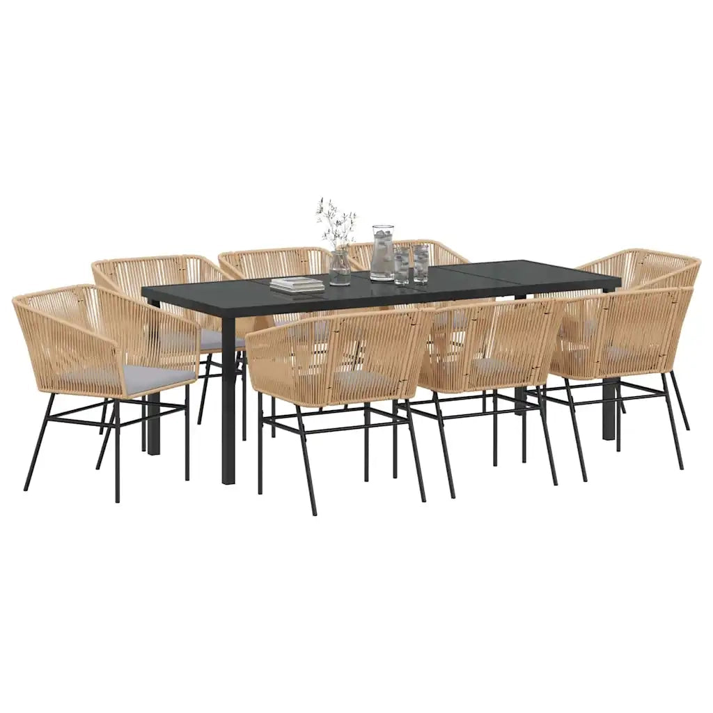 Set da Pranzo per Giardino con cuscino 9 pcs Marrone 3380931