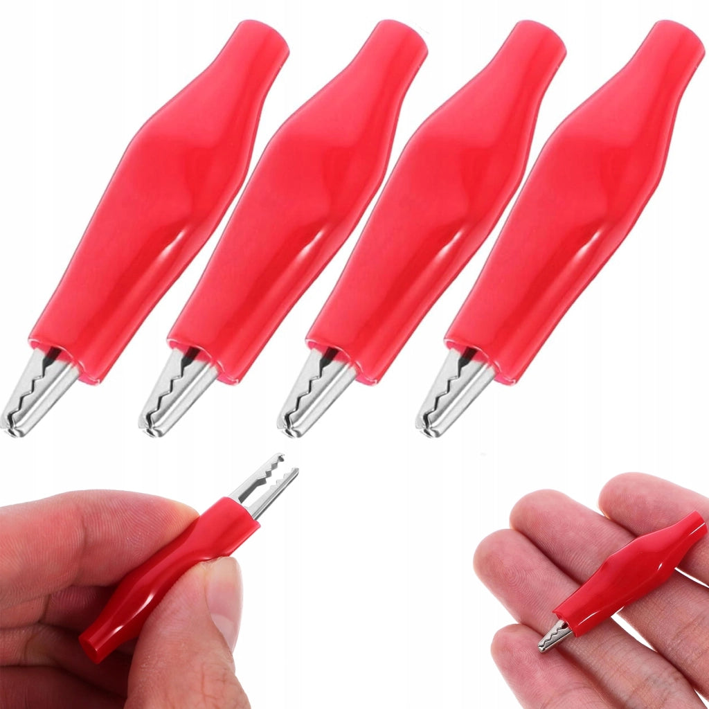 Pinze a Coccodrillo Isolate Rosse 35mm – Set di 4 | Alta Qualità, Isolamento Sicuro, Facile da Usare