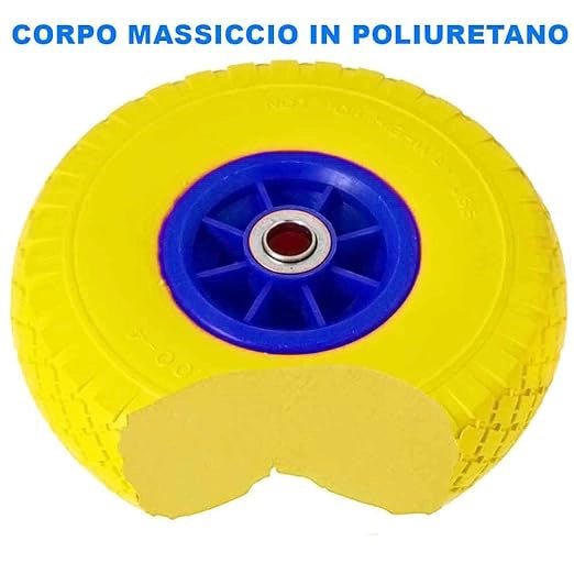 RUOTA IN POLIURETANO PER CARRELLI CON DISCO IN PLASTICA IDEAL STAR 260x85 mm - portata 120 kg - IDEAL STAR
