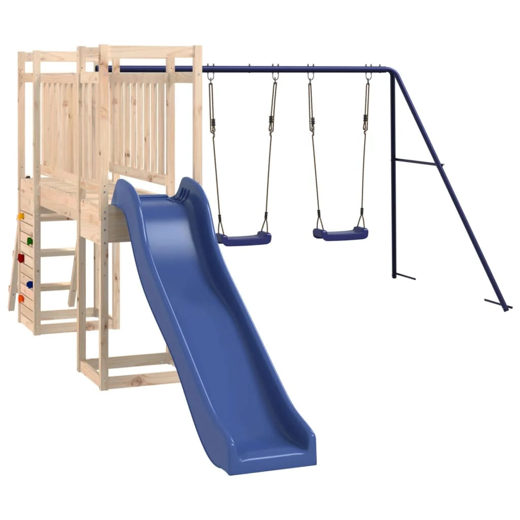 Altalena per parco giochi all'aperto scivolo altalena robusta giochi da giardino 308 x 461 x 169 cm legno di pino massiccio 02_0004897